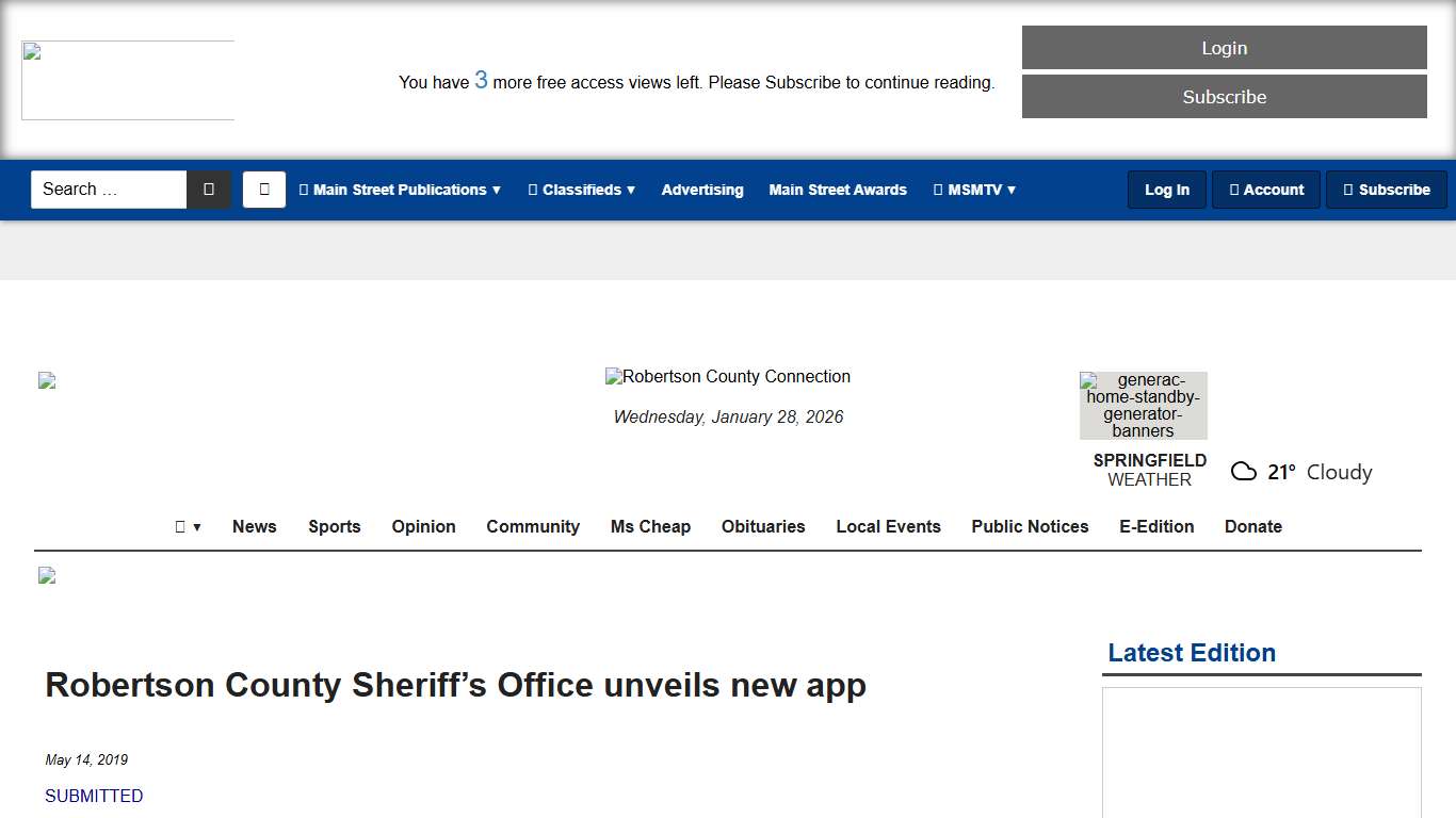 Robertson County Sheriff’s Office unveils new app - Main Street Media of Tennessee